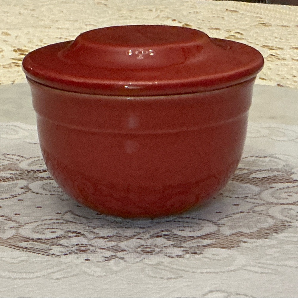 Butter Keeper Bell Crock in a Red Color